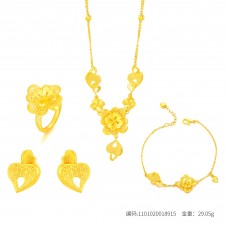 足金幸運四葉草富貴花開花卉套裝